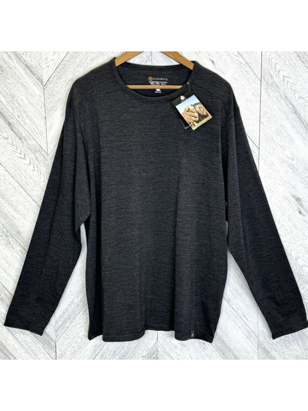 Cloudveil 100% Merino Wool Base Layer Long Sleeve Shirt Mens 2XL XXL New NWT